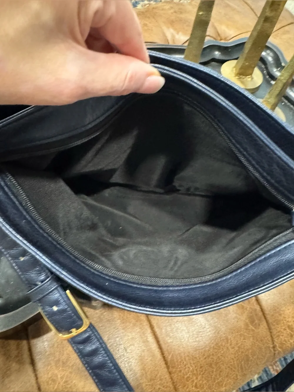 SAS Vintage Navy Leather Crossbody Bag
